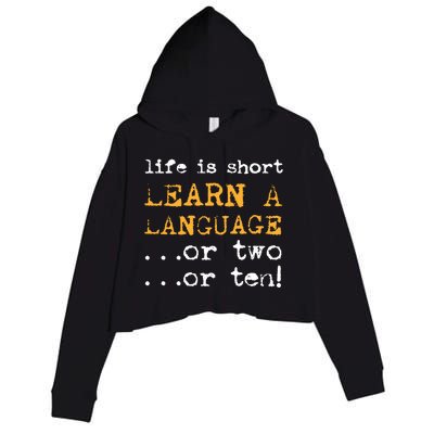 Multiple Language Multilingual Linguist Linguistics Polyglot Crop Fleece Hoodie