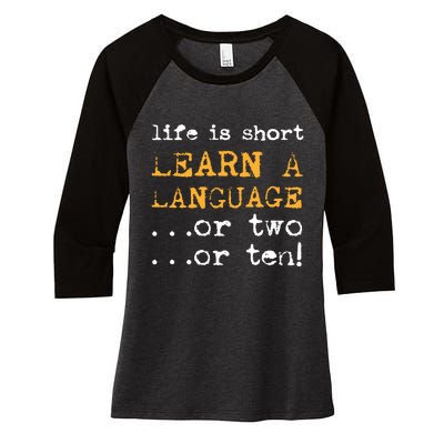 Multiple Language Multilingual Linguist Linguistics Polyglot Women's Tri-Blend 3/4-Sleeve Raglan Shirt