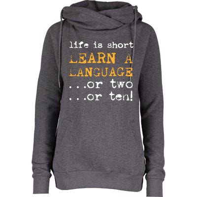 Multiple Language Multilingual Linguist Linguistics Polyglot Womens Funnel Neck Pullover Hood