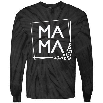 Mama , Leopard Mom Mother's Day Tie-Dye Long Sleeve Shirt