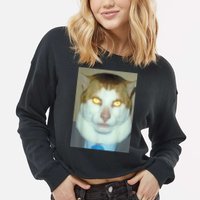 Monday Left Me Broken Cat Cropped Pullover Crew
