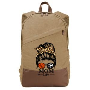 Mom Life Messy Bun Hair retro Basketball Karate Mom Cotton Canvas Backpack