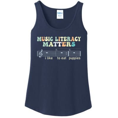 Music Literacy Matters I Like To Eat Puppies Ladies Essential Tank