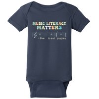 Music Literacy Matters I Like To Eat Puppies Baby Bodysuit