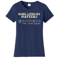 Music Literacy Matters I Like To Eat Puppies Women's T-Shirt