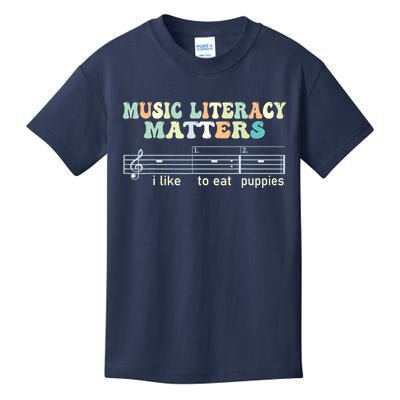Music Literacy Matters I Like To Eat Puppies Kids T-Shirt