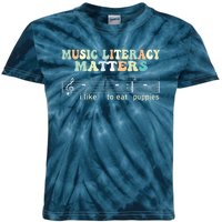 Music Literacy Matters I Like To Eat Puppies Kids Tie-Dye T-Shirt