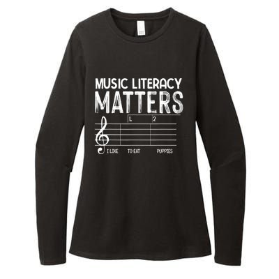 Music Literacy Matters I Like To Eat Puppies Funny Design Womens CVC Long Sleeve Shirt