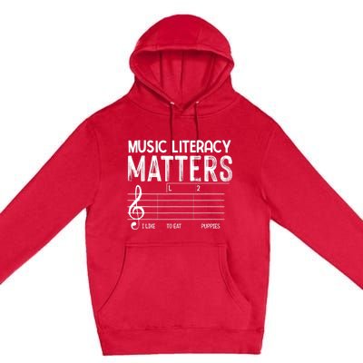 Music Literacy Matters I Like To Eat Puppies Funny Design Premium Pullover Hoodie