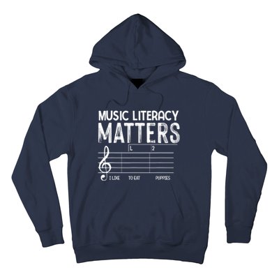 Music Literacy Matters I Like To Eat Puppies Funny Design Hoodie