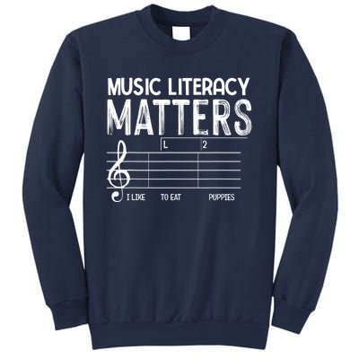 Music Literacy Matters I Like To Eat Puppies Funny Design Sweatshirt