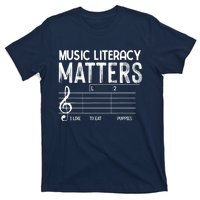 Music Literacy Matters I Like To Eat Puppies Funny Design T-Shirt