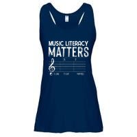 Music Literacy Matters I Like To Eat Puppies Funny Design Ladies Essential Flowy Tank