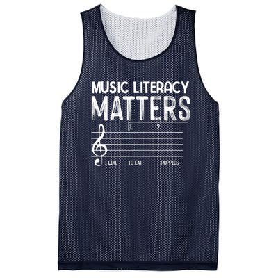 Music Literacy Matters I Like To Eat Puppies Funny Design Mesh Reversible Basketball Jersey Tank