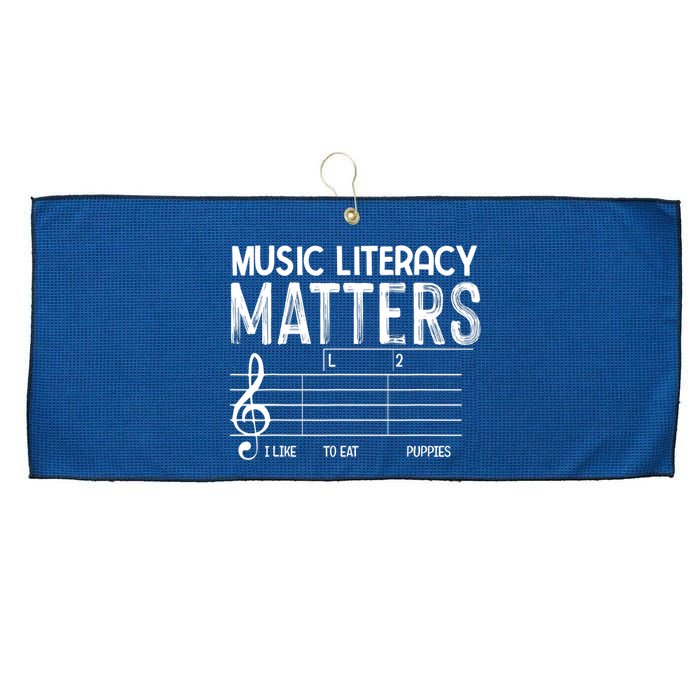 Music Literacy Matters I Like To Eat Puppies Funny Design Large Microfiber Waffle Golf Towel