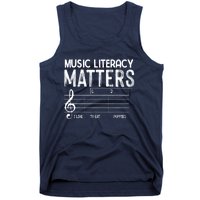 Music Literacy Matters I Like To Eat Puppies Funny Design Tank Top