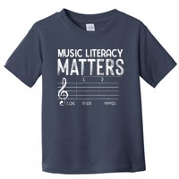 Music Literacy Matters I Like To Eat Puppies Funny Design Toddler T-Shirt