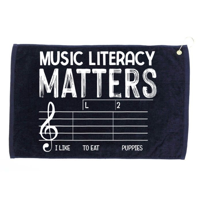 Music Literacy Matters I Like To Eat Puppies Funny Design Grommeted Golf Towel