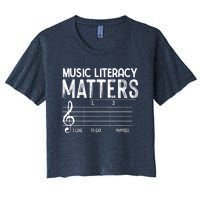 Music Literacy Matters I Like To Eat Puppies Funny Design Women's Crop Top Tee