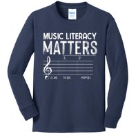 Music Literacy Matters I Like To Eat Puppies Funny Design Kids Long Sleeve Shirt