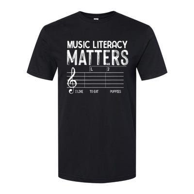 Music Literacy Matters I Like To Eat Puppies Funny Design Softstyle CVC T-Shirt