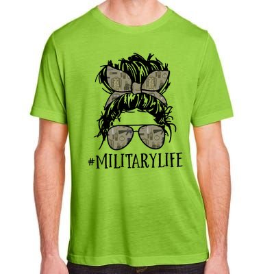 Military Life Messy Bun Wife Adult ChromaSoft Performance T-Shirt