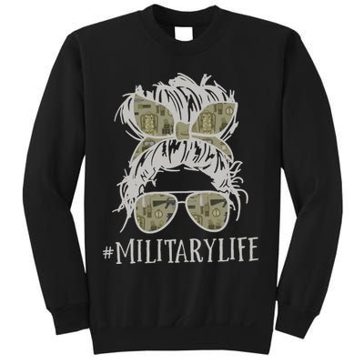 Military Life Messy Bun Wife Sweatshirt