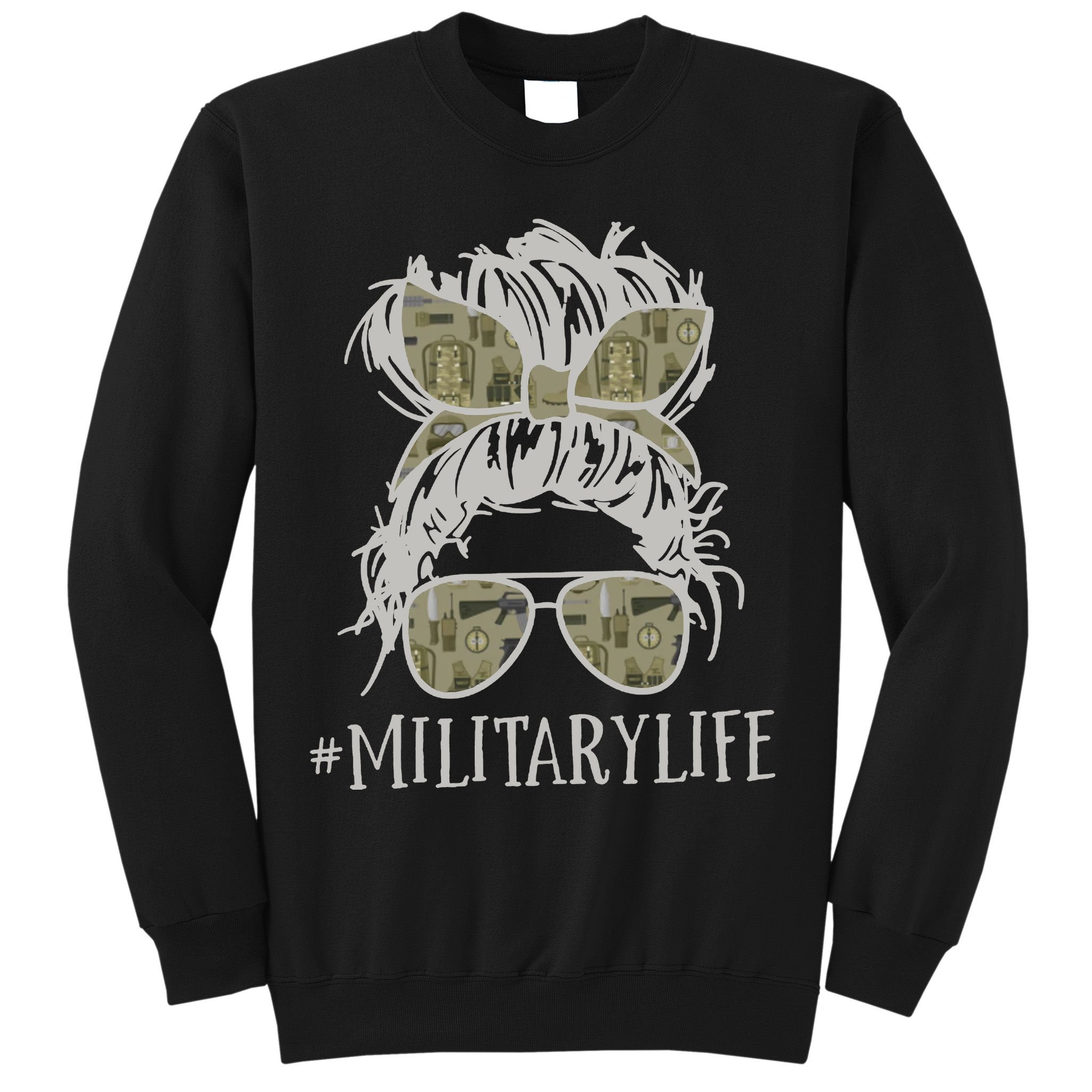 Military Life Messy Bun Wife Sweatshirt