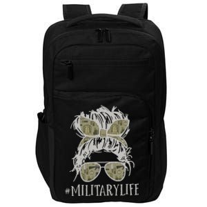 Military Life Messy Bun Wife Impact Tech Backpack