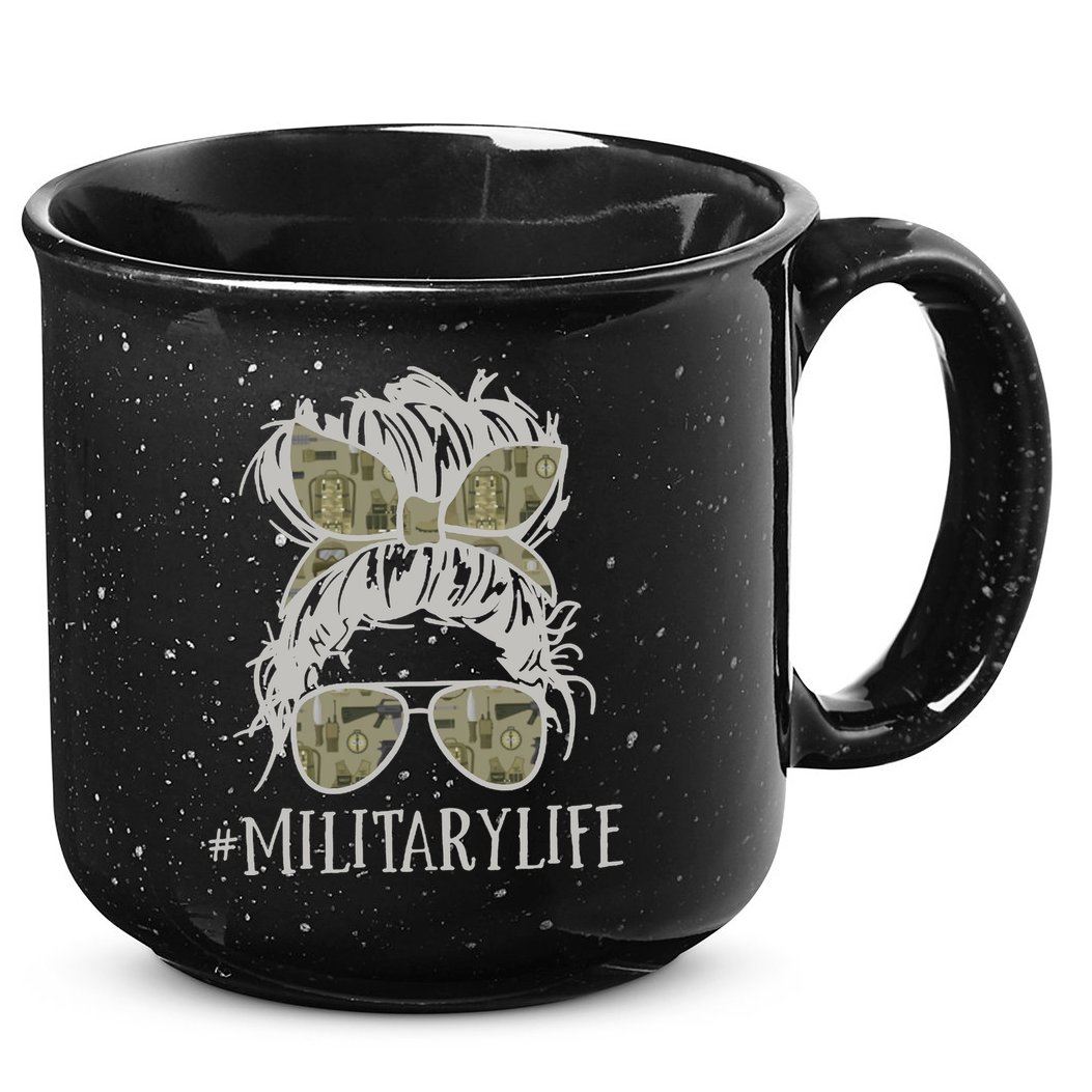 Military Life Messy Bun Wife 15oz Campfire Ceramic Mug