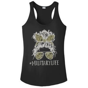 Military Life Messy Bun Wife Ladies PosiCharge Competitor Racerback Tank