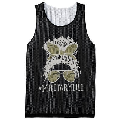 Military Life Messy Bun Wife Mesh Reversible Basketball Jersey Tank