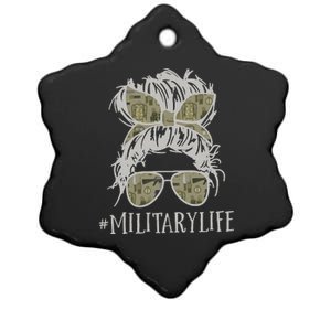 Military Life Messy Bun Wife Ceramic Star Ornament