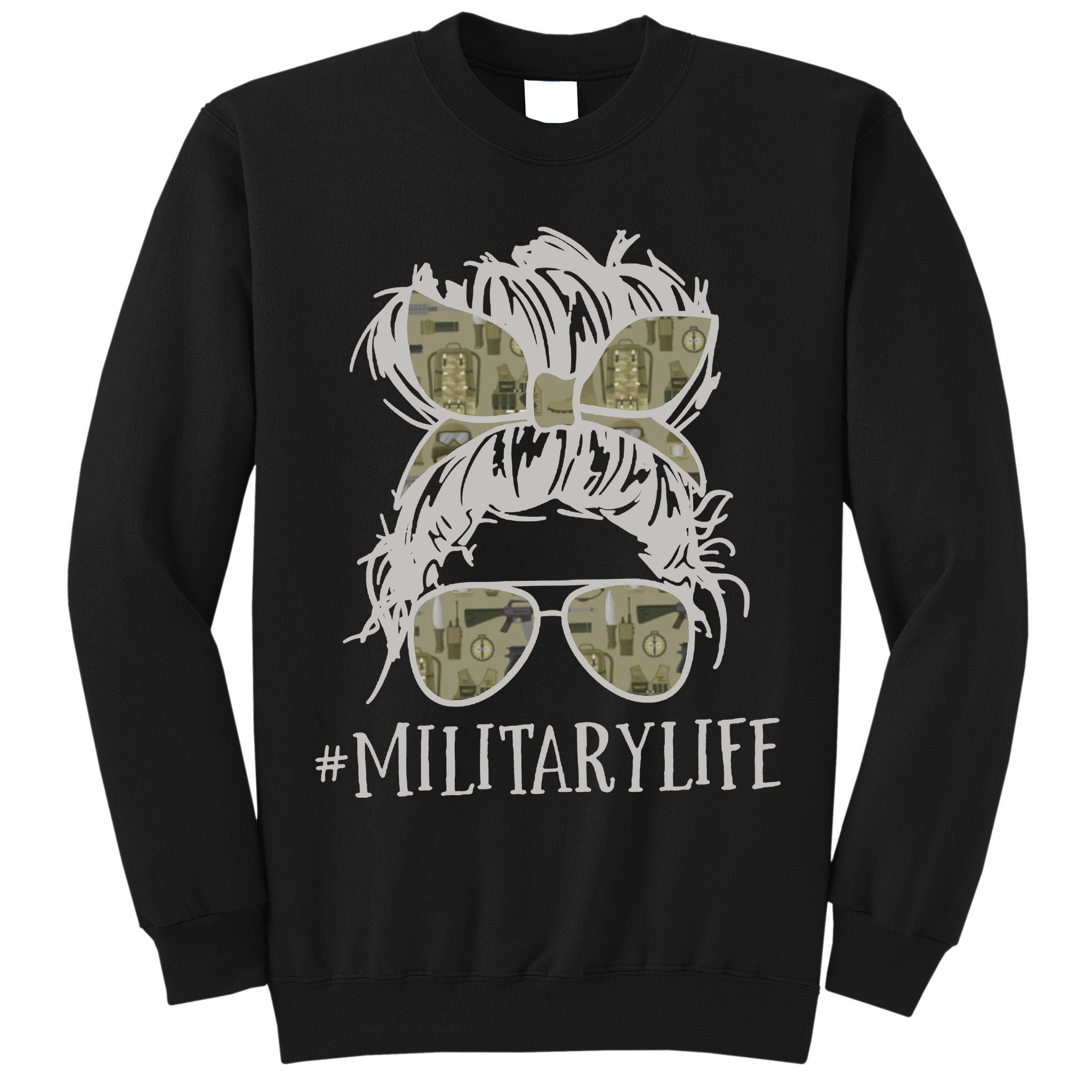 Military Life Messy Bun Wife Tall Sweatshirt
