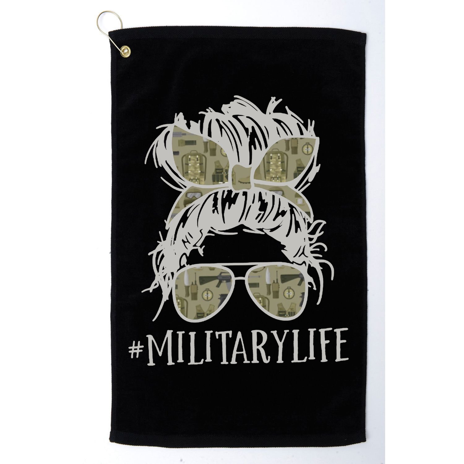 Military Life Messy Bun Wife Golf Towel