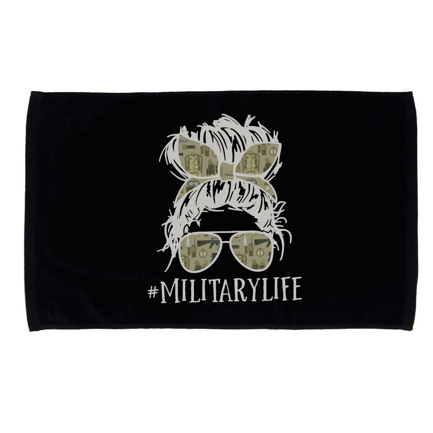 Military Life Messy Bun Wife Microfiber Hand Towel