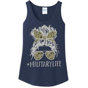 Military Life Messy Bun Wife Ladies Essential Tank