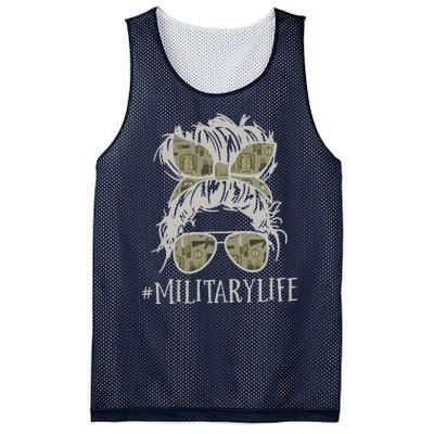 Military Life Messy Bun Wife Mesh Reversible Basketball Jersey Tank