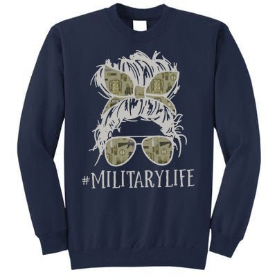 Military Life Messy Bun Wife Tall Sweatshirt