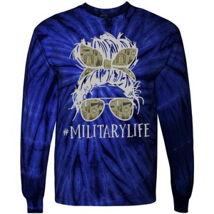 Military Life Messy Bun Wife Tie-Dye Long Sleeve Shirt