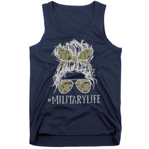 Military Life Messy Bun Wife Tank Top