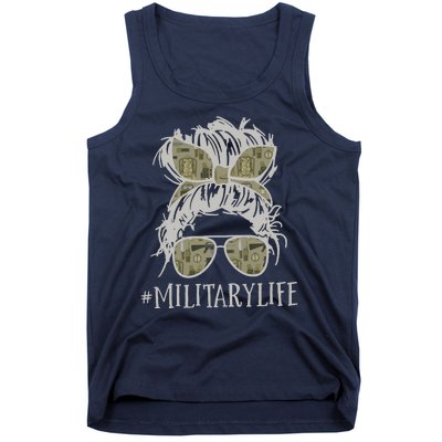 Military Life Messy Bun Wife Tank Top