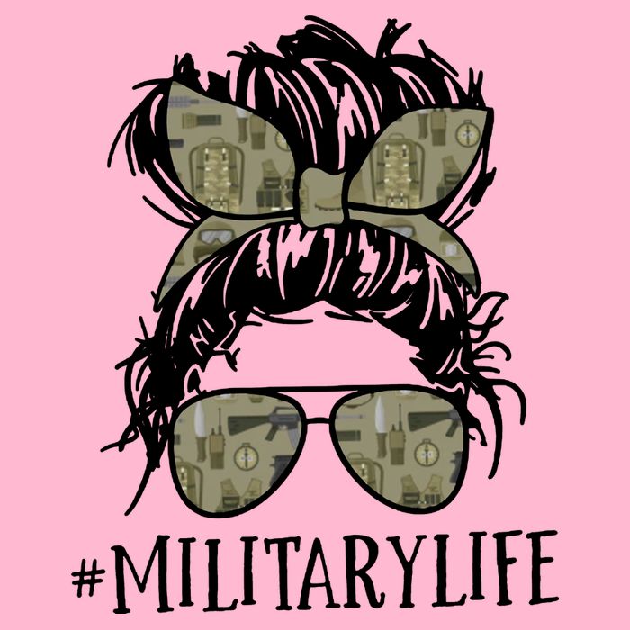 Military Life Messy Bun Wife V-Neck T-Shirt