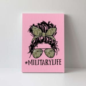 Military Life Messy Bun Wife Canvas