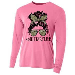 Military Life Messy Bun Wife Cooling Performance Long Sleeve Crew