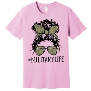 Military Life Messy Bun Wife Premium T-Shirt