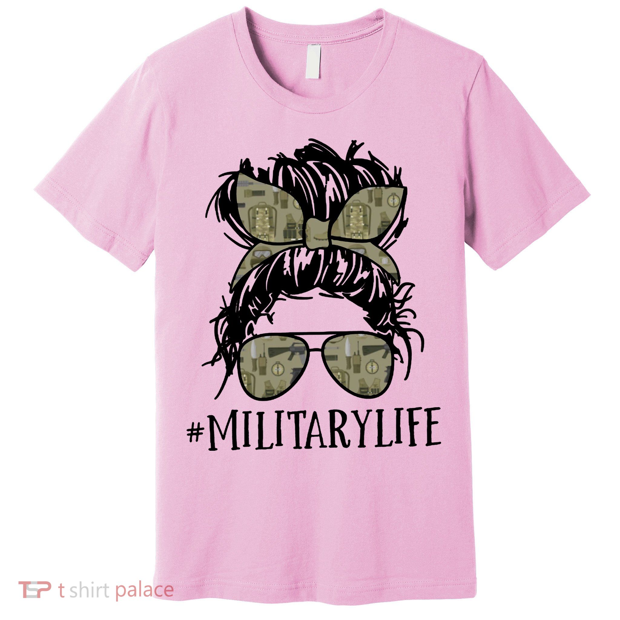 Military Life Messy Bun Wife Premium T-Shirt