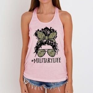 Military Life Messy Bun Wife Women's Knotted Racerback Tank