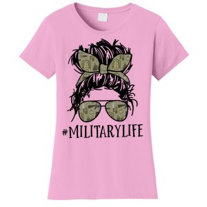 Military Life Messy Bun Wife Women's T-Shirt