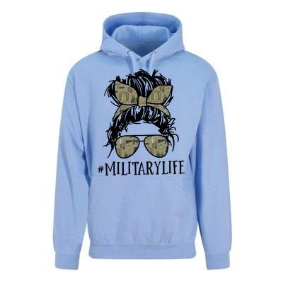 Military Life Messy Bun Wife Unisex Surf Hoodie